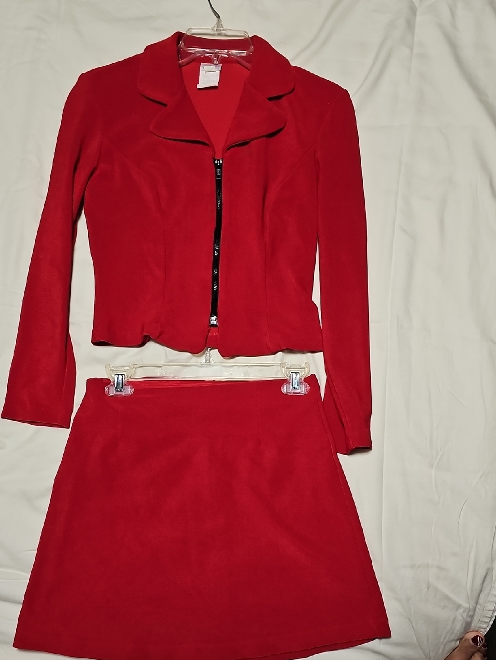 Frederick's of Hollywood Red Zip-Front Jacket and Skirt Set